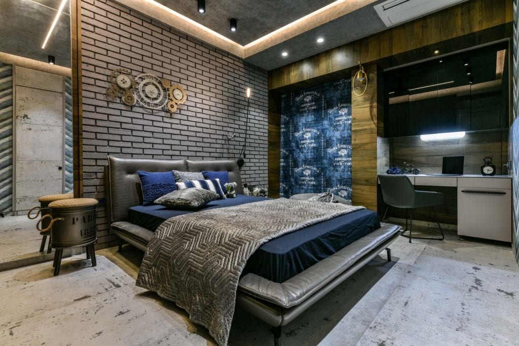 son’s bedroom concept was to keep it young with the use of blues and greys