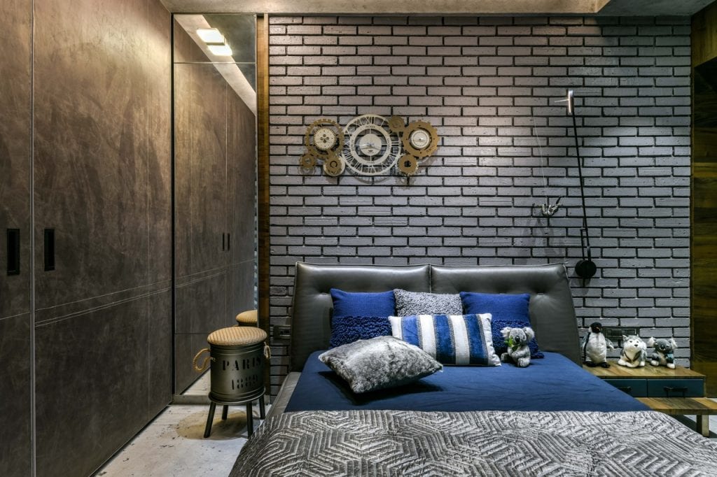 son’s bedroom concept was to keep it young with the use of blues and greys